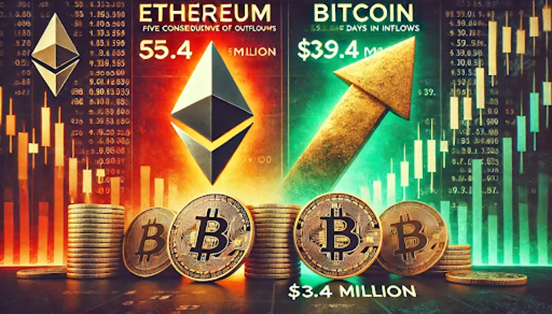 ETF на біткоїн лідирують за притоками в порівнянні з відтоками Ether.