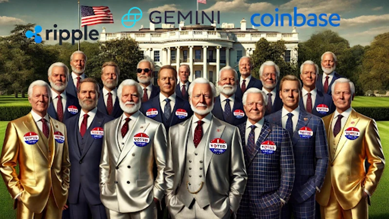 Кемерон і Тайлер Вінклвосс з політичним діячем на тлі американського прапора